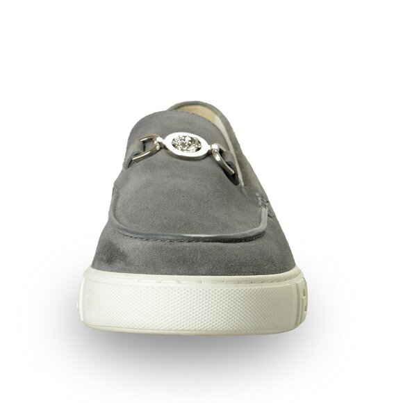 Versace Men\'s Suede Leather Silver Medusa Loafers Slip On Shoes US 7 IT 40 main image 8